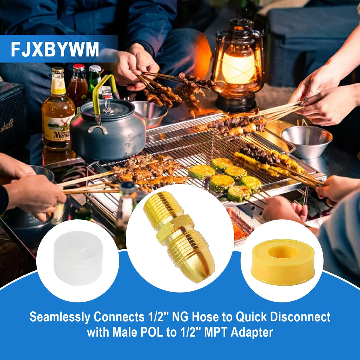 FJXBYWM POL to 1/2 inch MPT enables quick tool-free hookups.