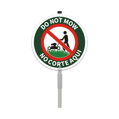 FKNSGR Do Not Mow sign with stake front view for high yard visibility