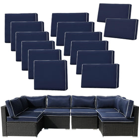 FKSLIFE 14-piece outdoor cushion covers blue and white set protecting patio furniture