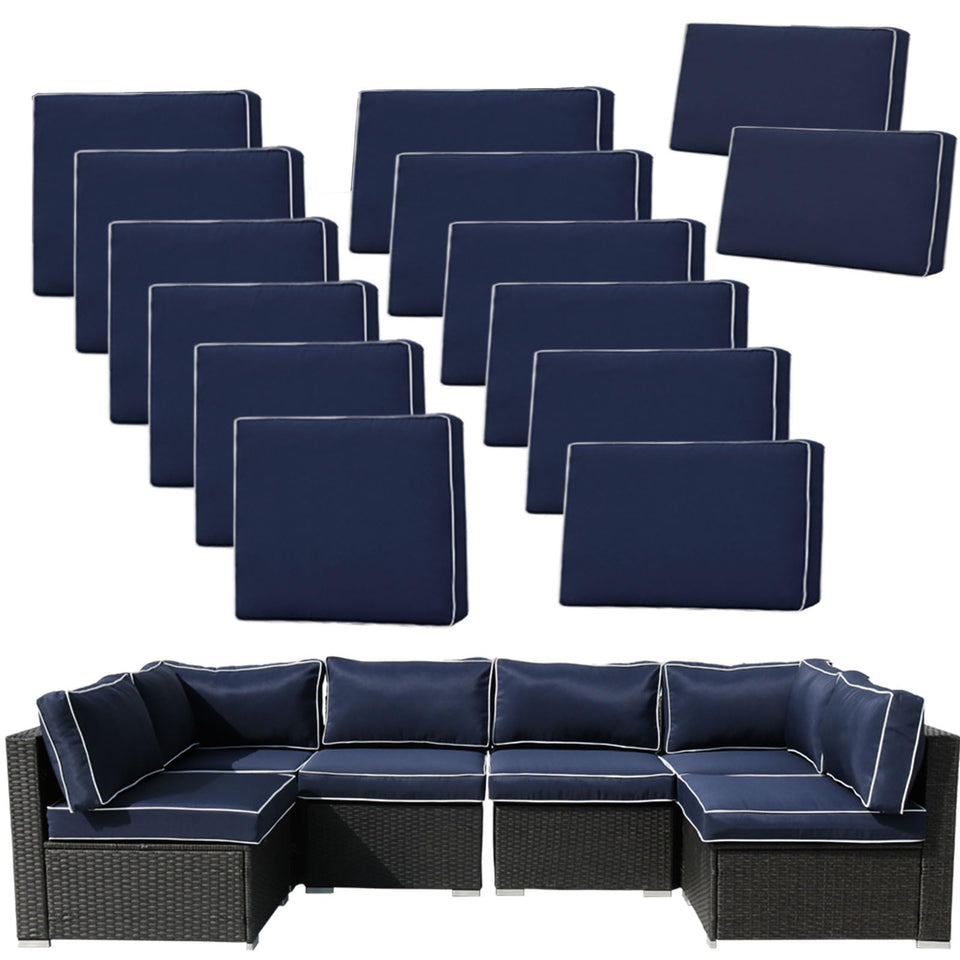 FKSLIFE 14-piece outdoor cushion covers blue and white set protecting patio furniture