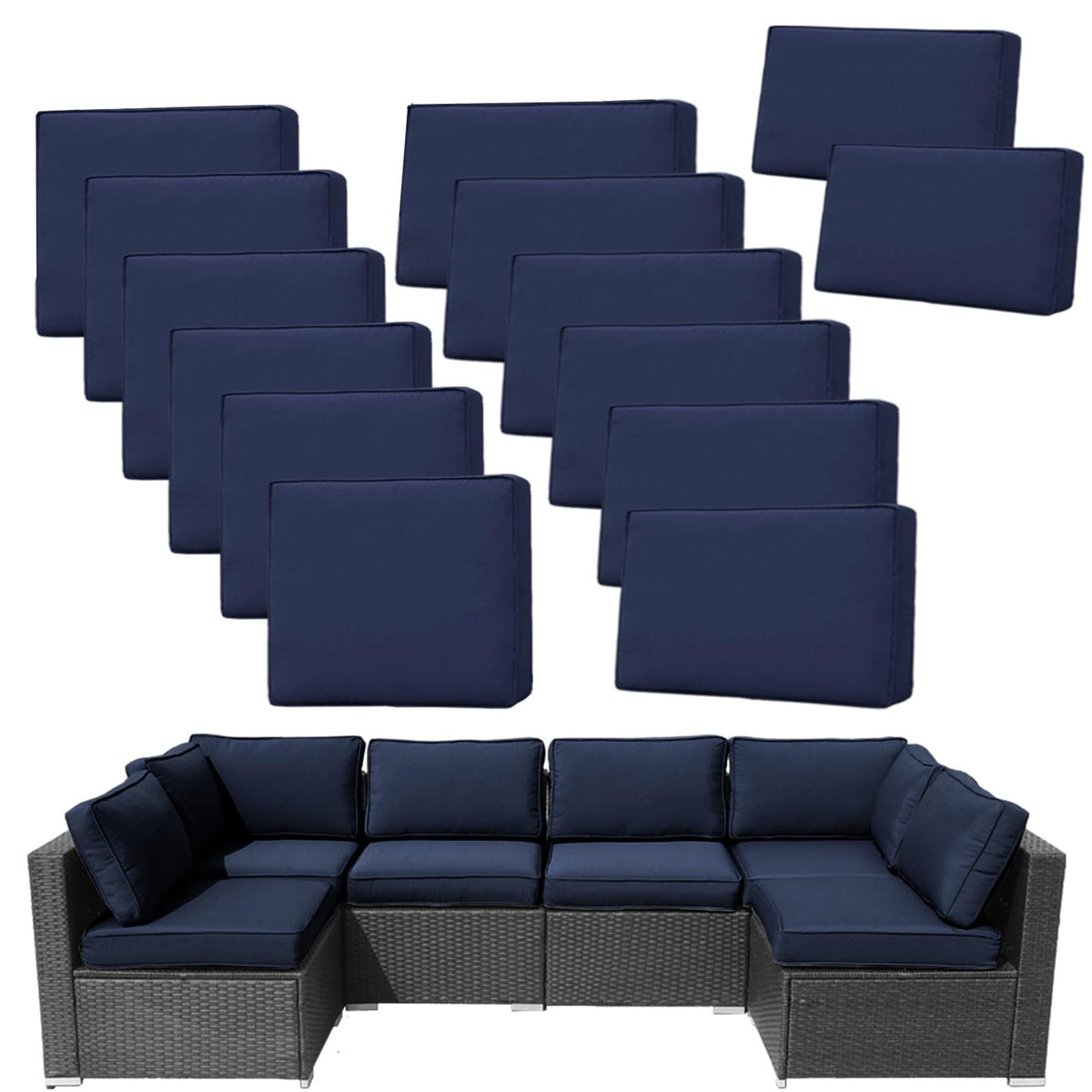 FKSLIFE 14-piece patio cushion covers set on an outdoor sofa for quick refresh