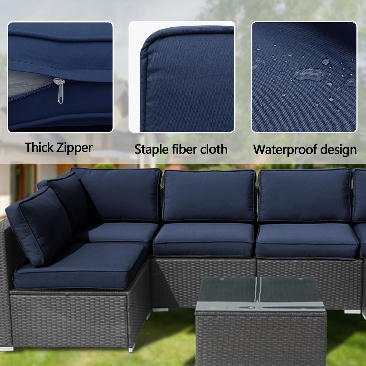 FKSLIFE seat cushion covers 25.6x25.6x3.9 inches for standard sofa cushions