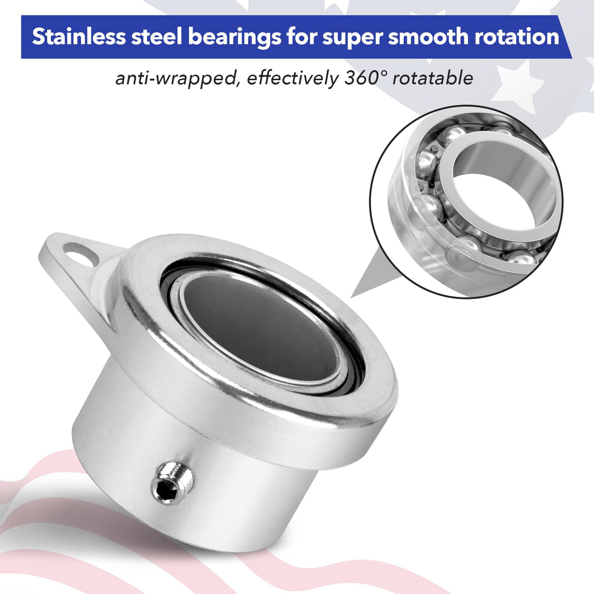 FLAG WIN rotating bearing close-up, showcasing tangle-free performance for flags.