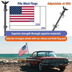 Flag Win adjustable length flagpole demonstrating telescoping sections.