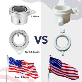 FLAG WIN silver aluminum ring with carabiner, easy flag attachment.