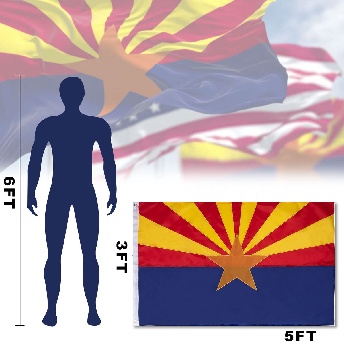 FLAGBURG Arizona flag with canvas header and brass grommets for easy mounting