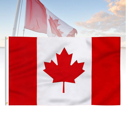 FLAGBURG Canada flag with embroidered maple leaf for durable outdoor display.