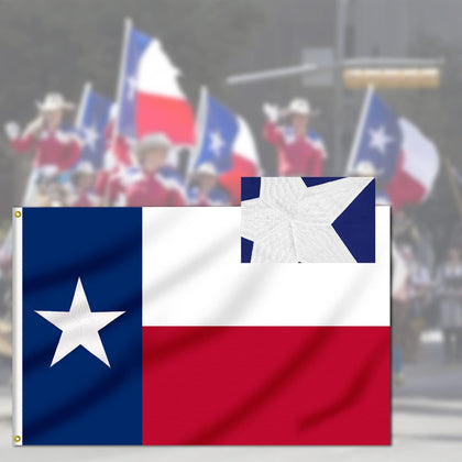 FLAGBURG Texas flag close-up embroidery of star showing precise stitching for lasting pride