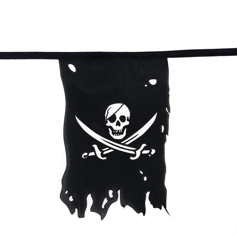 Flaglink pirate flag line spans 30 feet for vivid yard display