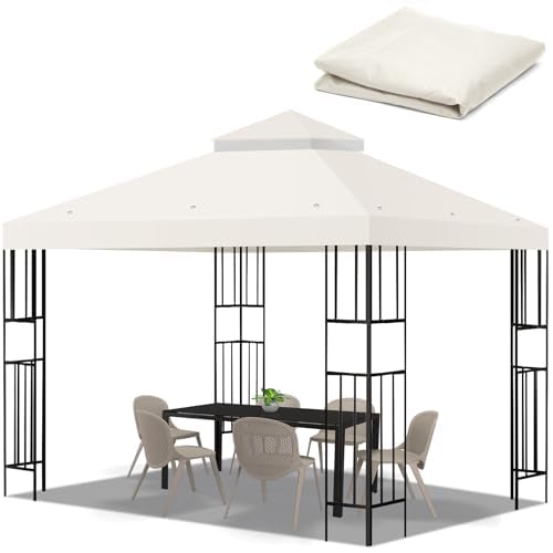 Flagly gazebo replacement top for 10x10 ft beige, weather-ready shade.
