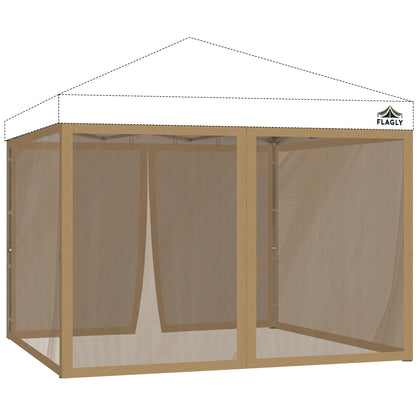 Flagly 10x10 mosquito netting covering a gazebo for insect-free outdoor dining.
