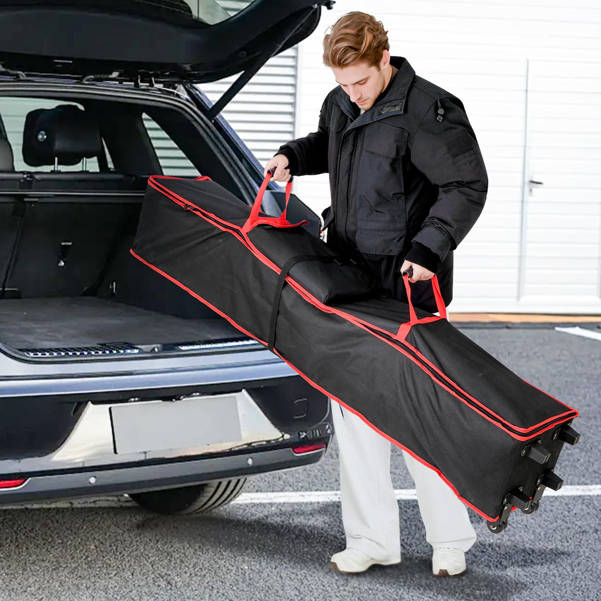 Flagly 52-inch capacity tent bag fits most 10x10 frames.