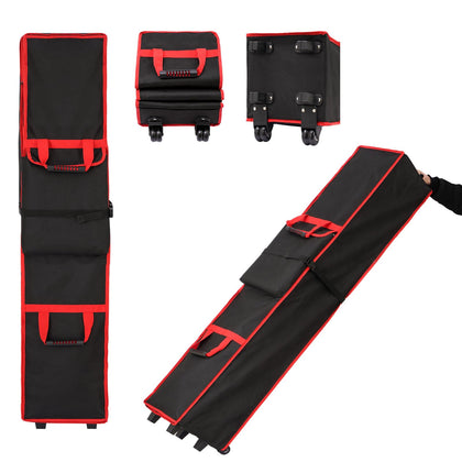 Flagly 10x10 tent bag with roller wheels for easy transport.