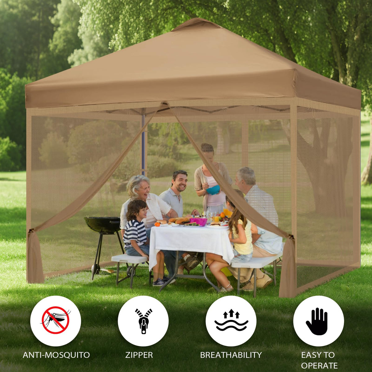 Flagly double-zipper doors provide convenient access to your outdoor space.