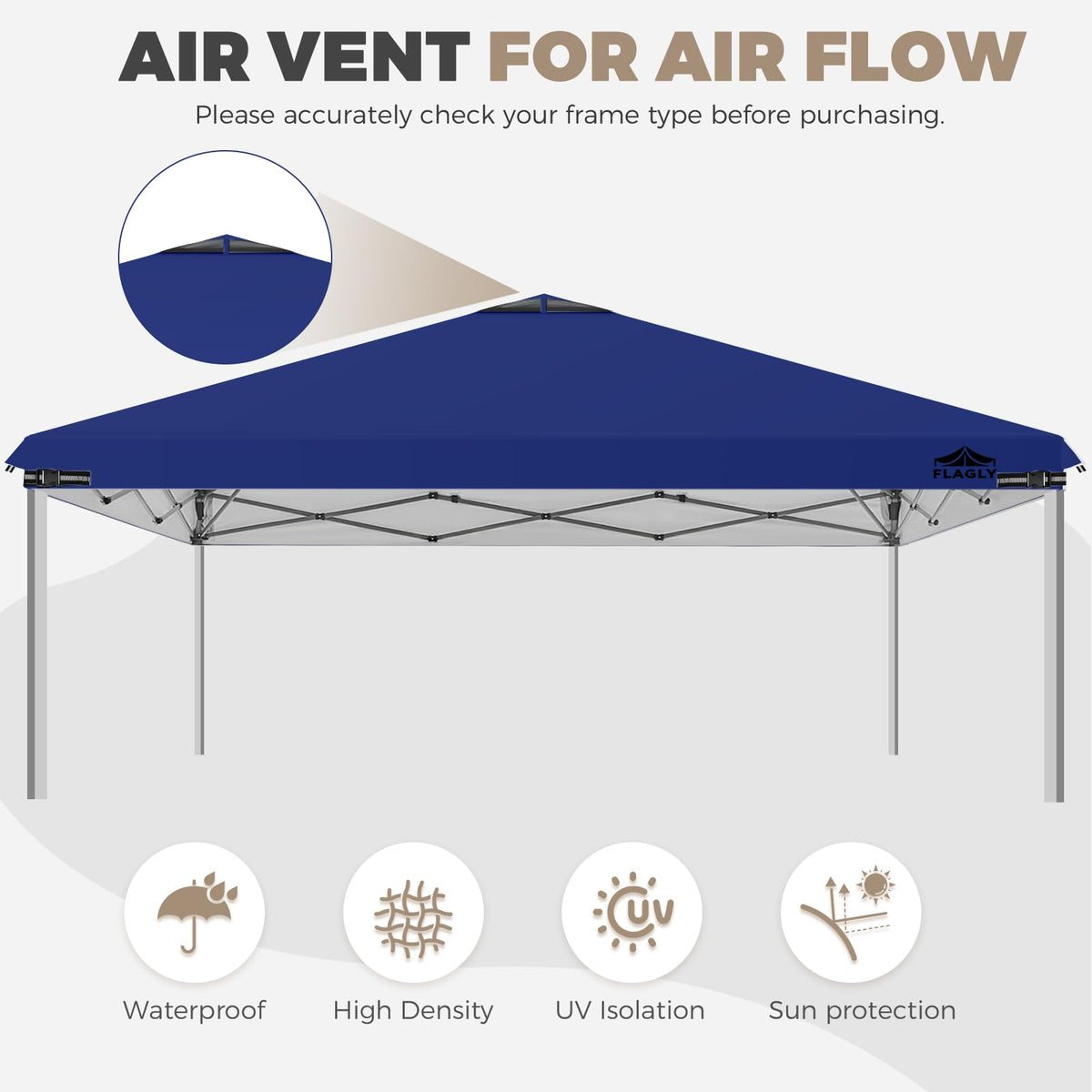 Flagly canopy with dual vents improves airflow in windy conditions