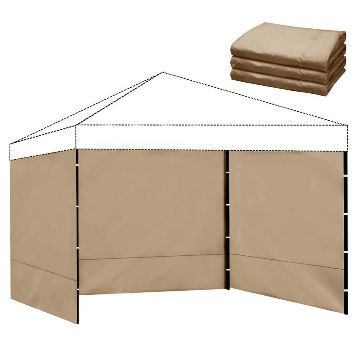 Flagly instant canopy sidewall khaki weather-resistant coverage for 10x10 tents