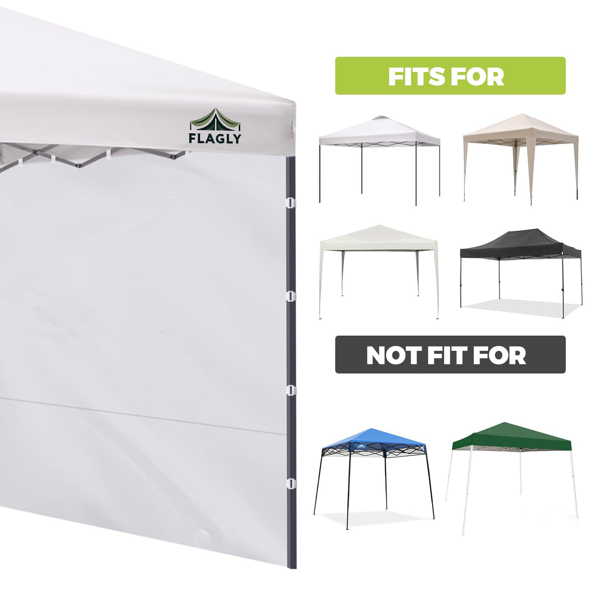 Flagly three-panel sidewall packaging for full event enclosure