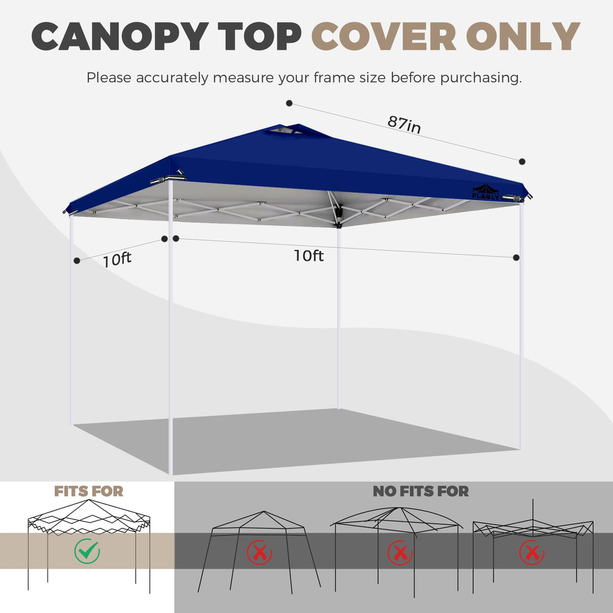 Flagly silver-coated canopy top reflects sun for cooler interior spaces