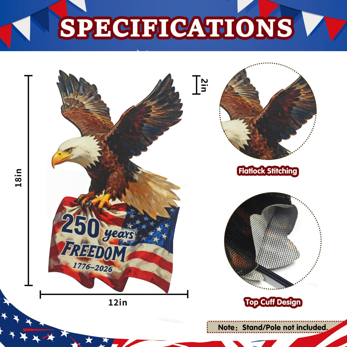 Flagmesage top sleeve ready flag fits standard flagpoles for easy setup.