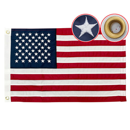 Flagolden American flag for boat displays embroidered stars with bold nautical presence.