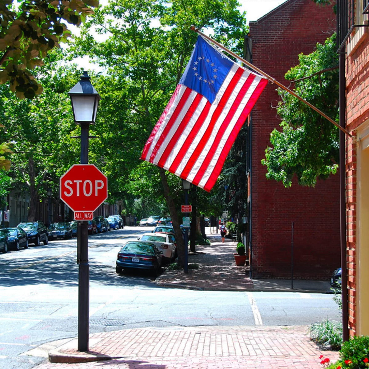 Flagolden Betsy Ross flag marking a 250th anniversary celebration with heritage appeal