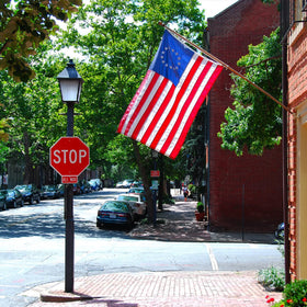 Flagolden Betsy Ross flag marking a 250th anniversary celebration with heritage appeal