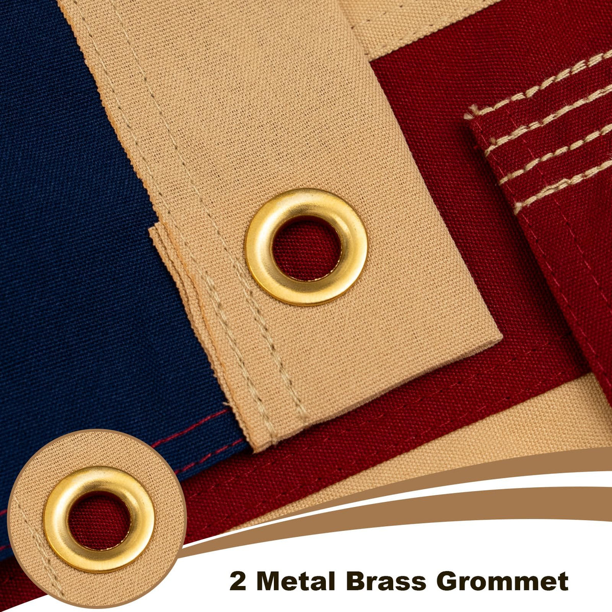 Flagolden brass grommets flag adds timeless Americana to outdoor setups.