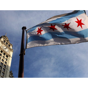 Flagolden Chicago flag easy-to-hang—ideal for porch, balcony, or flagpole