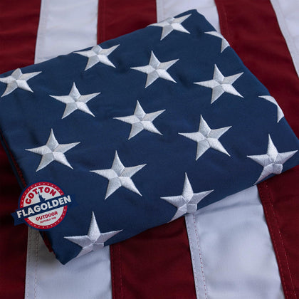 Flagolden cotton American flag 3x5 outdoor showing durable material for long-lasting porch display.