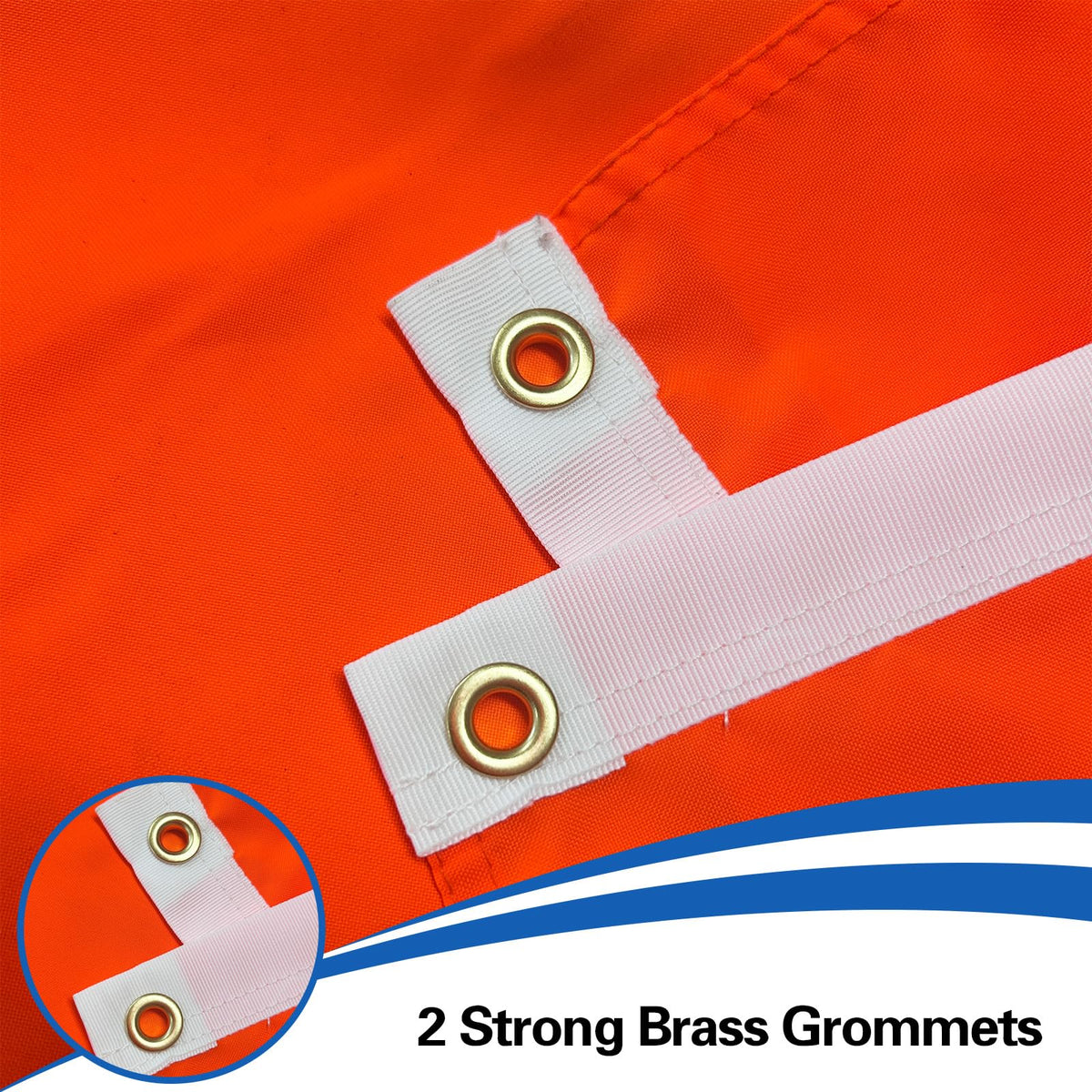 Flagolden safety flag with reinforced edges resists wear over time.