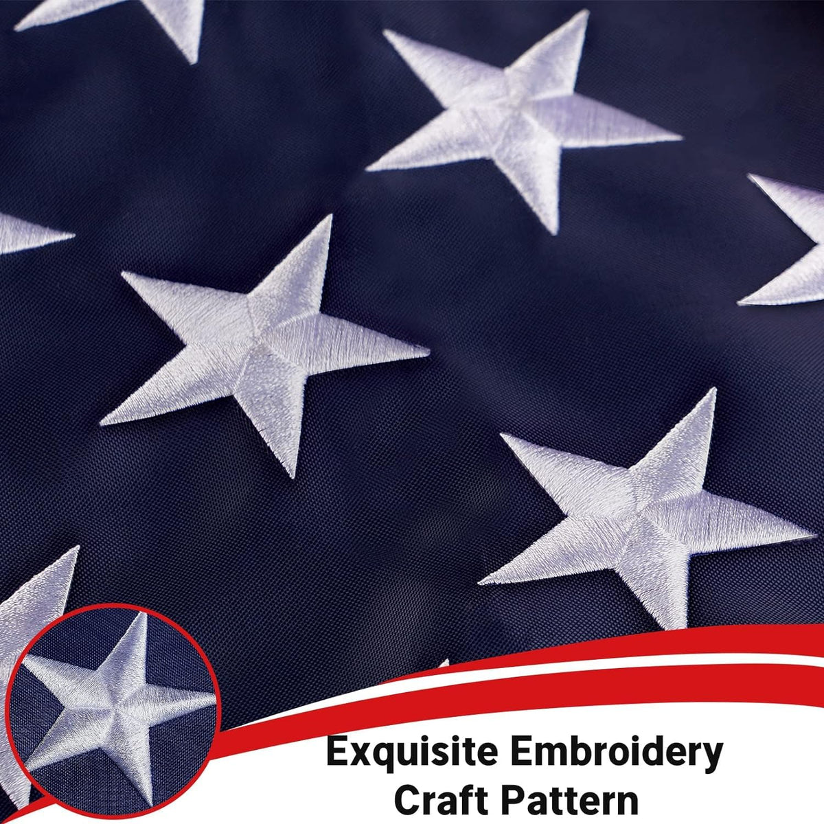 Flagolden embroidered stars on blue field with crisp insignia for outdoor use.