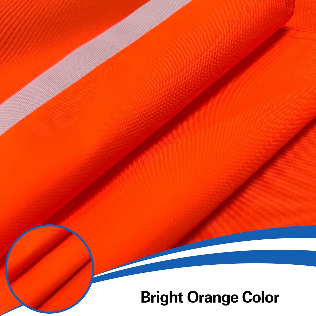 Flagolden orange flag showing brass grommets for quick mounting.