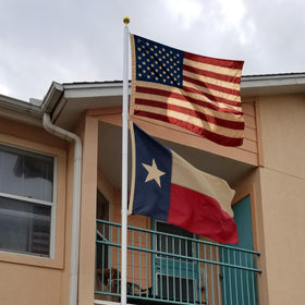 Flagolden rustic American flag with antique finish enhances outdoor spaces.