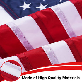 Flagolden stitched stripes and blue field offer durable, high-quality appearance.