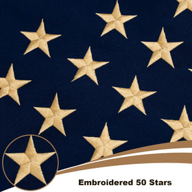 Flagolden tea-stained USA flag for outdoors, durable cotton fabric.
