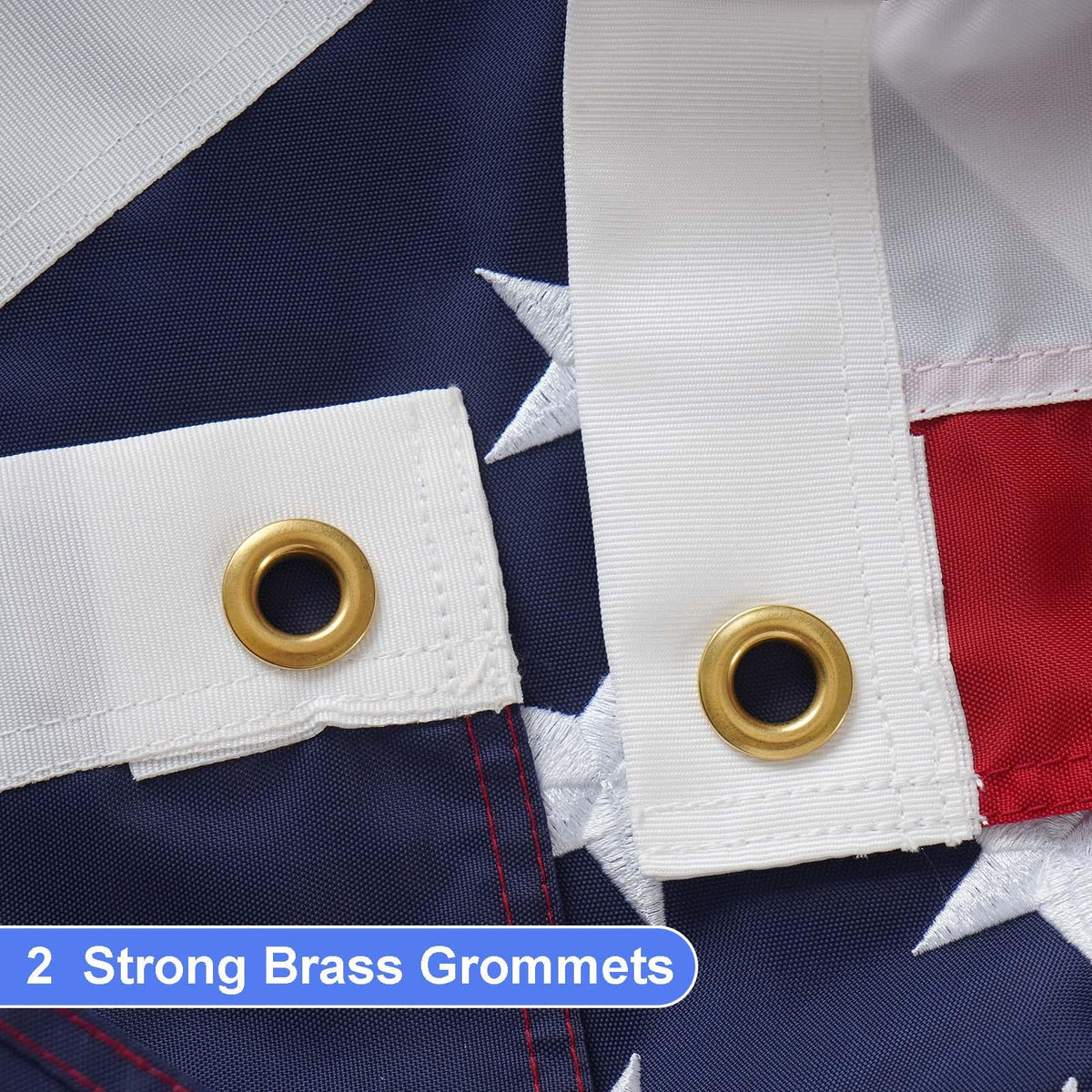FLAGPARK flag showing reinforced 4-row hem for durability