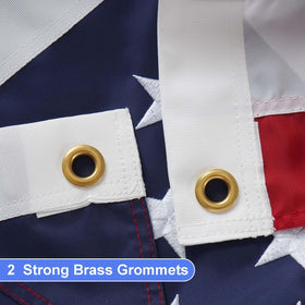 FLAGPARK flag showing reinforced 4-row hem for durability