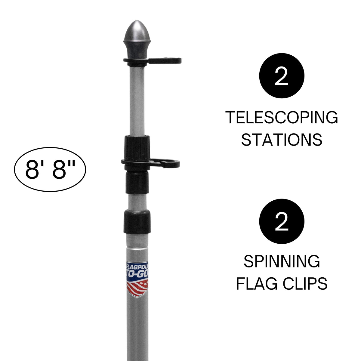Flagpole-To-Go collapsed to 4 feet for easy transport and storage.