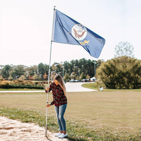 Flagpole-To-Go withstands winds up to 20 mph for casual outdoor use.