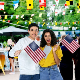 Brightly colored Flags Importer USA flags highlight patriotism during ceremonies.