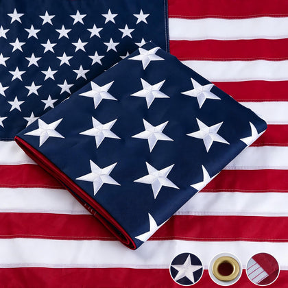 FLAGWIN 3x5 American Flag with embroidered stars for durable outdoor display.