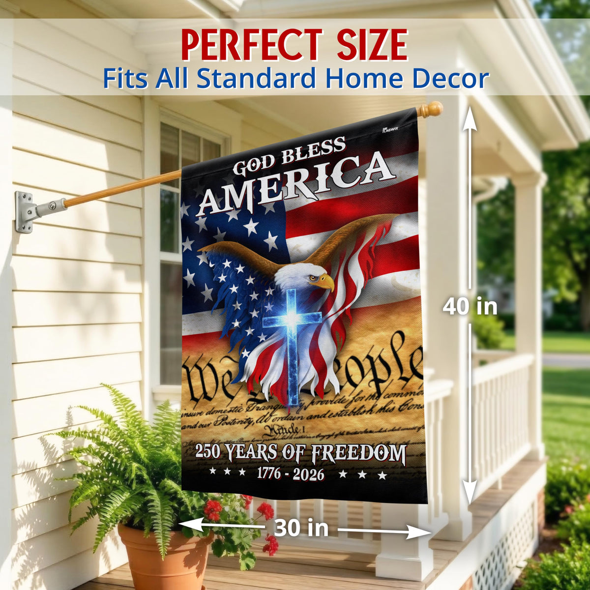 FLAGWIX American 250 Years eagle flag back side with double sided visibility