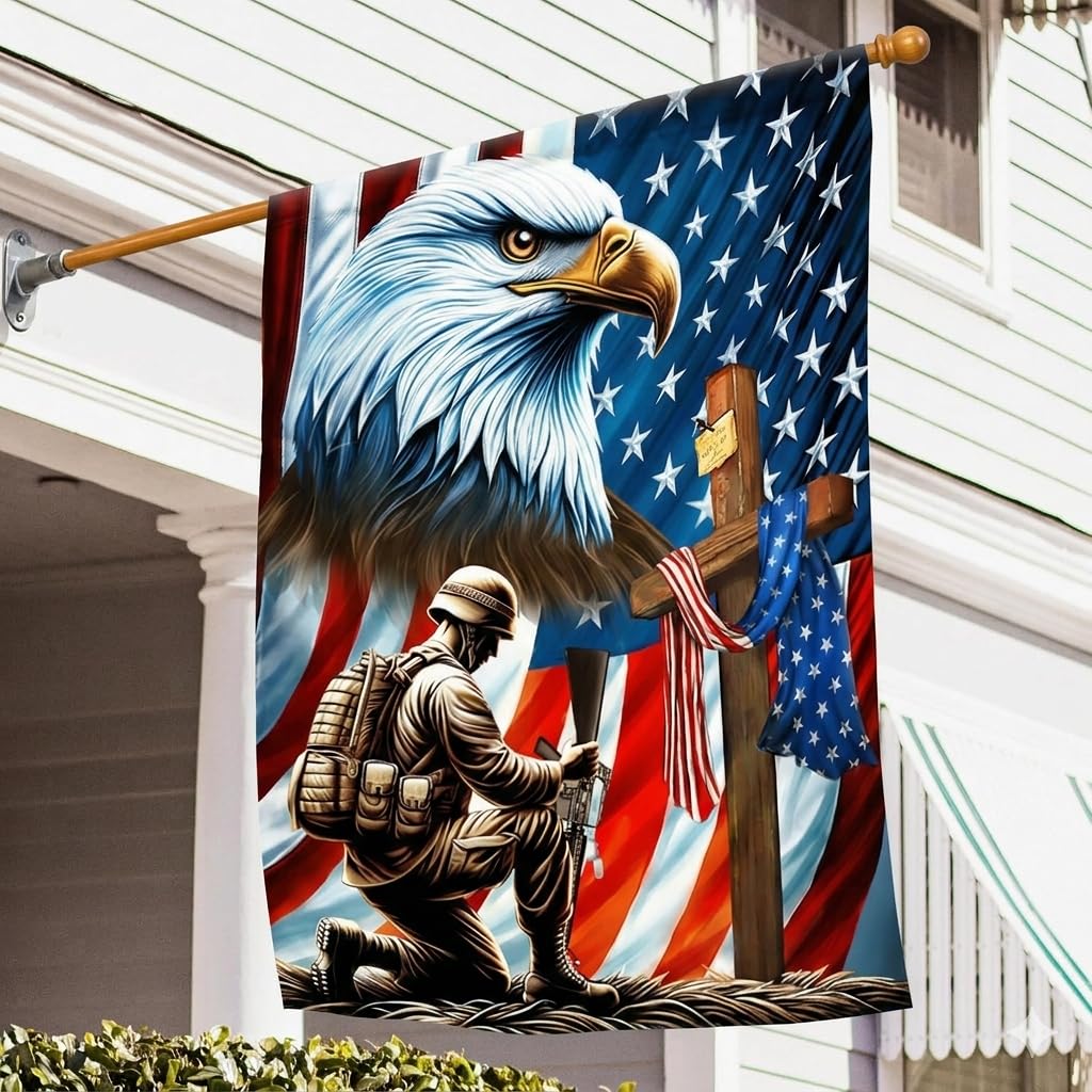 Flagwix American flag with patriotic eagle design for outdoor display.