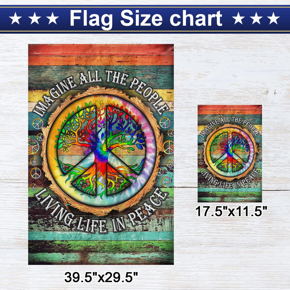 FLAGWIX American Flag-Peace Sign flag double-sided design readable from both sides.