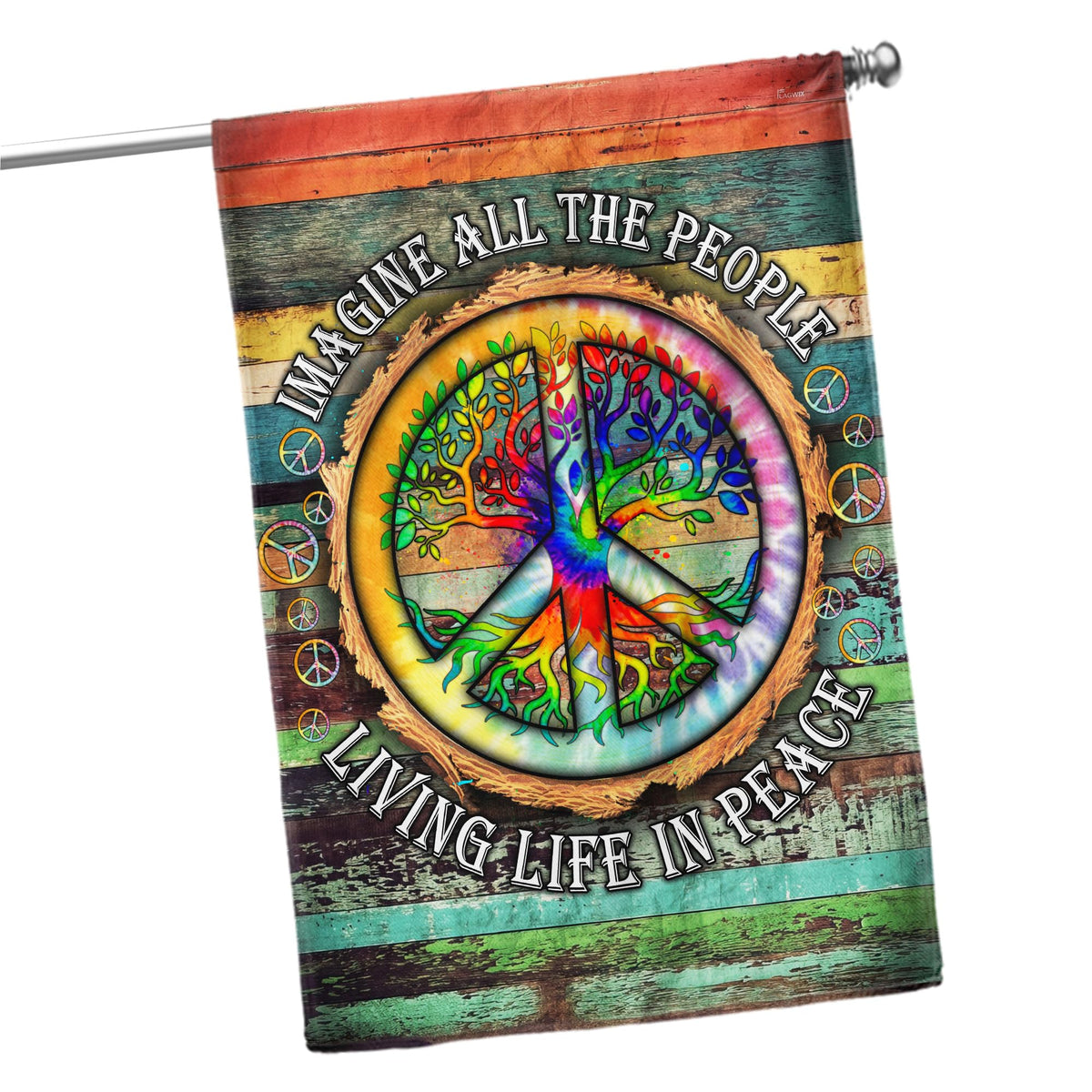 FLAGWIX American Flag-Peace Sign flag front view for porch decor and outdoor display.