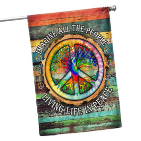 FLAGWIX American Flag-Peace Sign flag front view for porch decor and outdoor display.