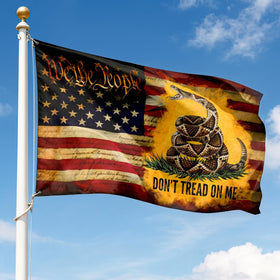 FLAGWIX American Gadsden flag with double-sided design for outdoor or indoor display.