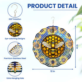FLAGWIX Bee Wind Spinner stainless steel construction resists weather and rust.