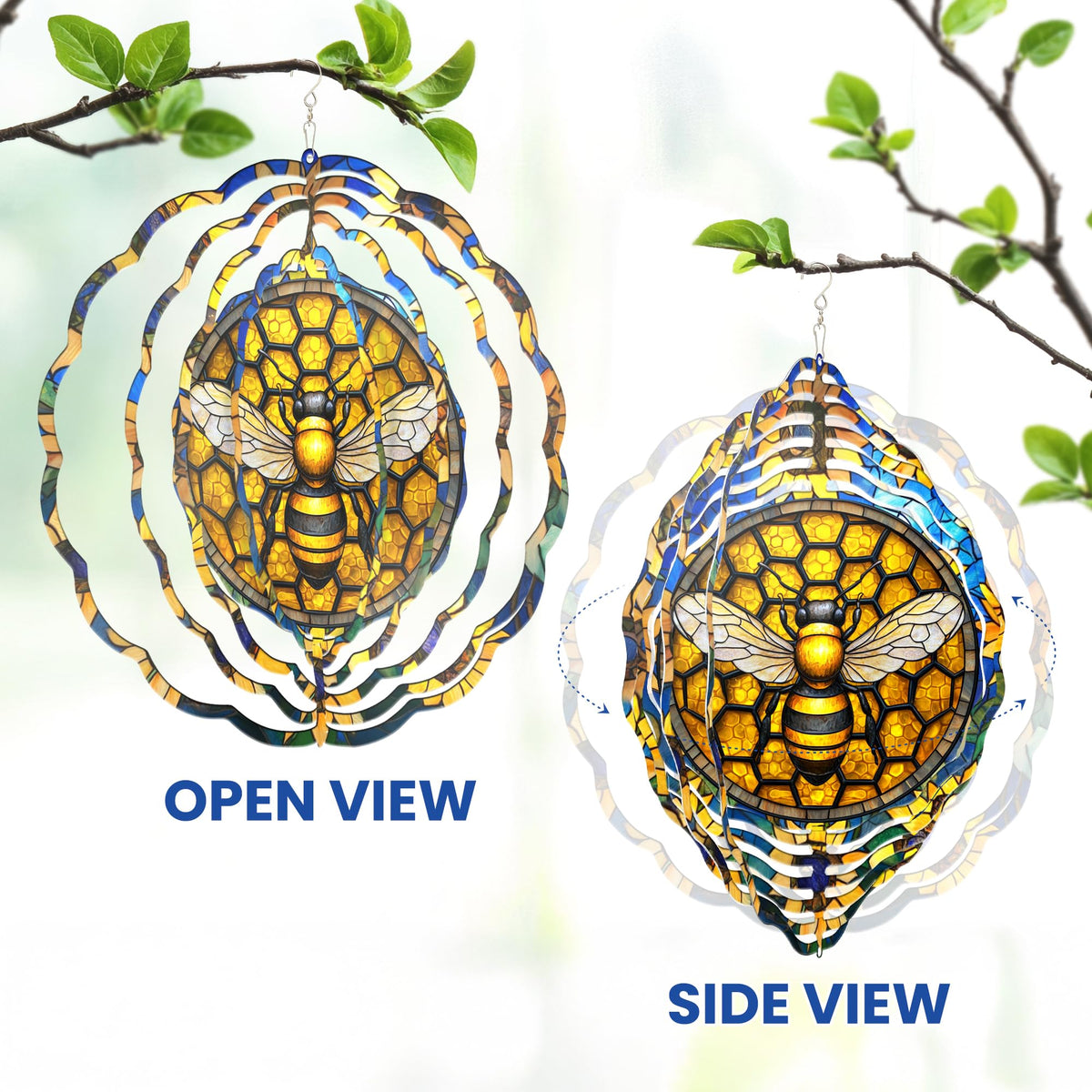 FLAGWIX Bee Wind Spinner stainless steel durability for year-round outdoor display.