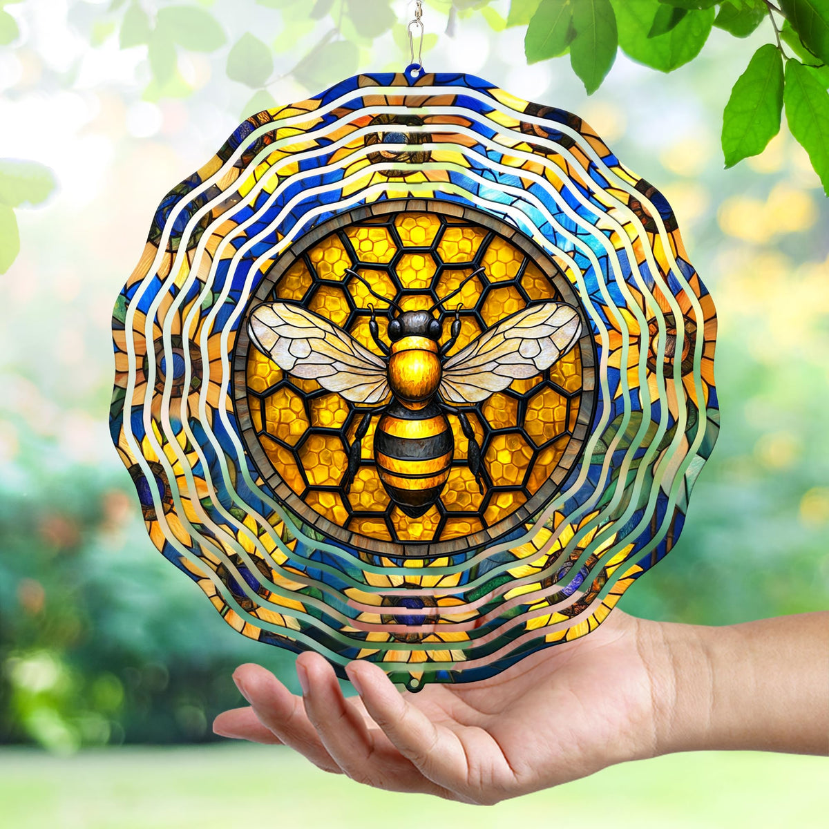 FLAGWIX Bee Wind Spinner swirling movement catches light and adds lively ambience.